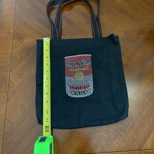 NWOT Vintage Campbell Soup Black Tote Bag with Decorative Can Motif